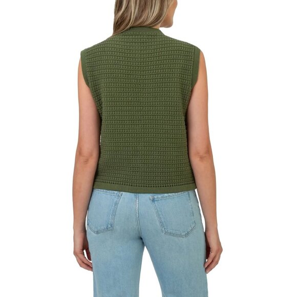 BLANKNYC Womens Sleeveless Sweater Vest Olive Gold Buttons Designer Inspired - Picture 3 of 6